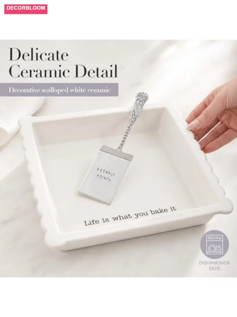 Ceramic Brownie Pan Set with Silverplate Server, Oven Safe